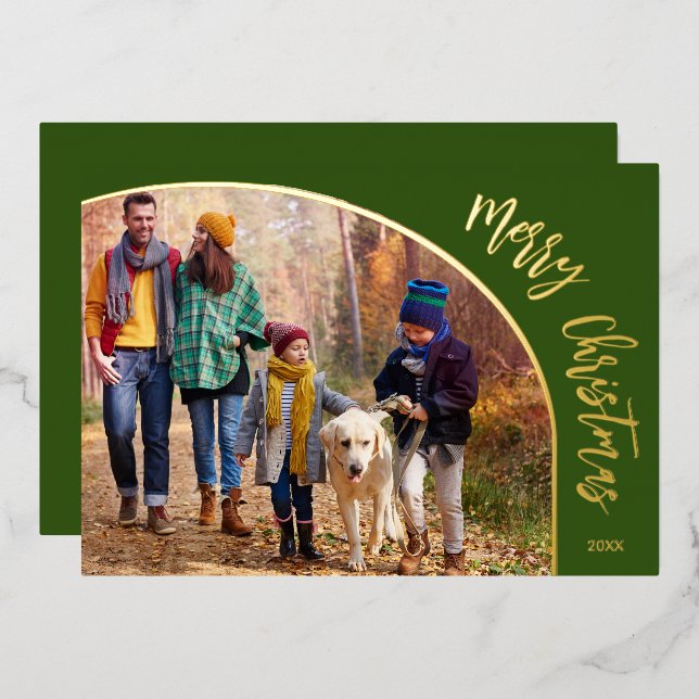 Tarjeta Festiva Con Relieve Metalizado Guión navideño dorado (Anverso/Reverso)