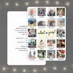 Tarjeta Festiva Con Relieve Metalizado ¡Guión qué año! 18 Collages de fotos y subtítulos<br><div class="desc">¡Qué año para recordar! Envíe elegantes saludos alegres y comparta 18 de sus fotos favoritas con una tarjeta de vacaciones de Relieve metalizado de de de fotos de personalizado 5x7. El texto de esta plantilla es sencillo de personalizar para incluir cualquier texto como Feliz Navidad, Felices Fiestas, Saludos de Temporadas,...</div>