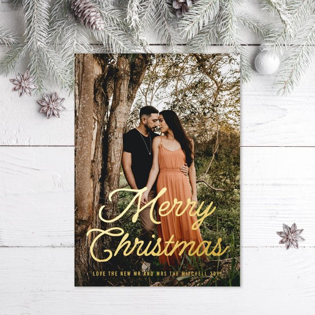 Tarjeta Festiva Con Relieve Metalizado Guión retro de navidad (Subido por el creador)