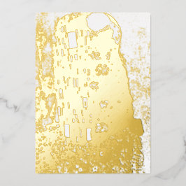 Tarjeta Festiva Con Relieve Metalizado Gustav Klimt - El beso