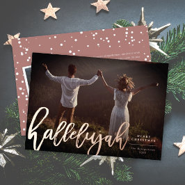 Tarjeta Festiva Con Relieve Metalizado Hallelujah Brush Guión Navidades religiosos Foto