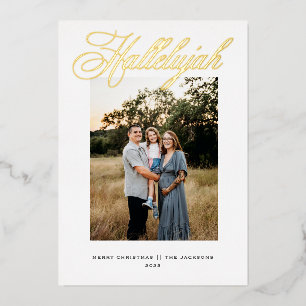 Tarjeta Festiva Con Relieve Metalizado Hallelujah Navidades religiosos