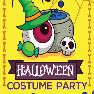 Tarjeta Festiva Con Relieve Metalizado Halloween Costume Party Invitation for Kids
