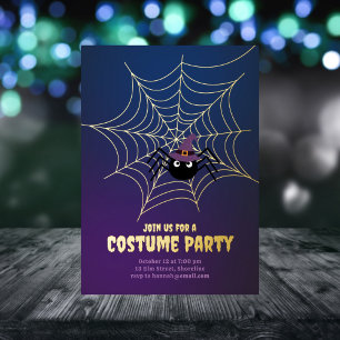 Tarjeta Festiva Con Relieve Metalizado Halloween web de Spider