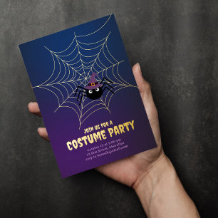Tarjeta Festiva Con Relieve Metalizado Halloween web de Spider
