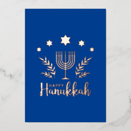 Tarjeta Festiva Con Relieve Metalizado Hannukah