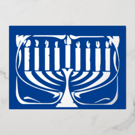 Tarjeta Festiva Con Relieve Metalizado Hannukah menorah