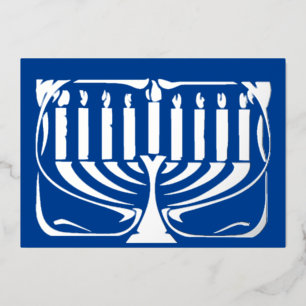 Tarjeta Festiva Con Relieve Metalizado Hannukah menorah