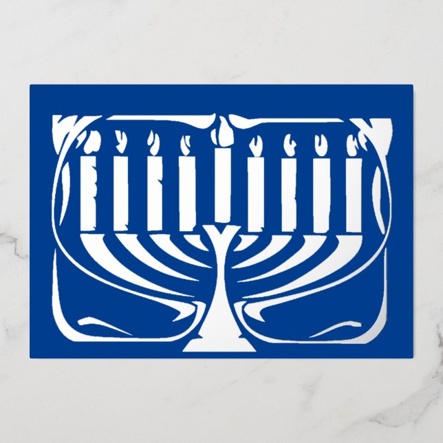 Tarjeta Festiva Con Relieve Metalizado Hannukah menorah (Anverso)