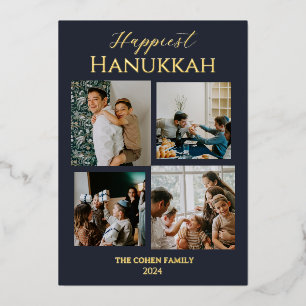 Tarjeta Festiva Con Relieve Metalizado Hanukkah Elegant 4 Fotografía simple y moderna