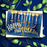 Tarjeta Festiva Con Relieve Metalizado Hanukkah Menorah Watercolor Fun Joyful<br><div class="desc">Hanukkah Menorah Watercolor Fun Joyful</div>