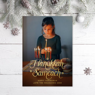 Tarjeta Festiva Con Relieve Metalizado Hanukkah Sameach Estrella de David Foto
