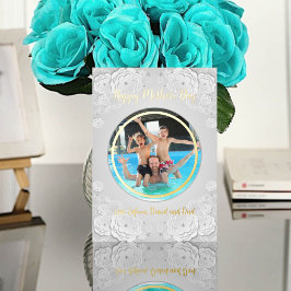 Tarjeta Festiva Con Relieve Metalizado Happy Mothers Day Circle Photo Paper Floral Border