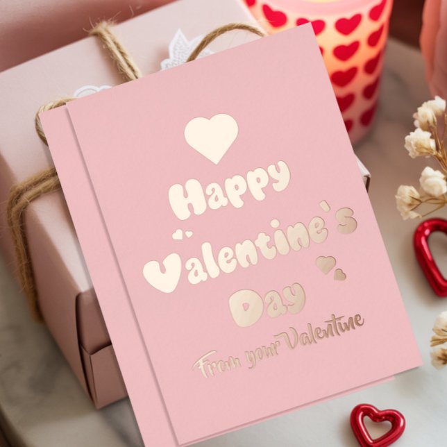 Tarjeta Festiva Con Relieve Metalizado Happy Valentine's Day Hearts Cute (Subido por el creador)