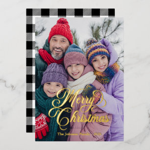 Tarjeta Festiva Con Relieve Metalizado Hermoso guión Foto de cuadros de búfalo blancos y