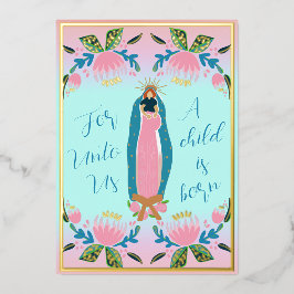 Tarjeta Festiva Con Relieve Metalizado Hermosos Navidades cristianos Niño Jesús