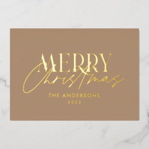 Tarjeta Festiva Con Relieve Metalizado hierba de pampas eucalipto moderno terracota sombr