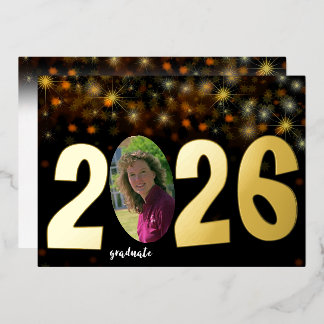 Tarjeta Festiva Con Relieve Metalizado High School Graduation Announcement foil card