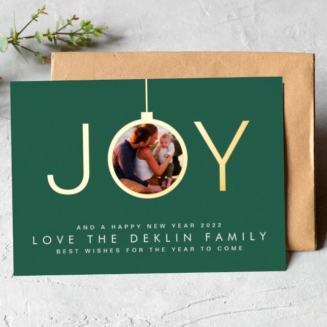 Tarjeta Festiva Con Relieve Metalizado Hojas verdes multifotográficas Feliz de oro navide (Subido por el creador)