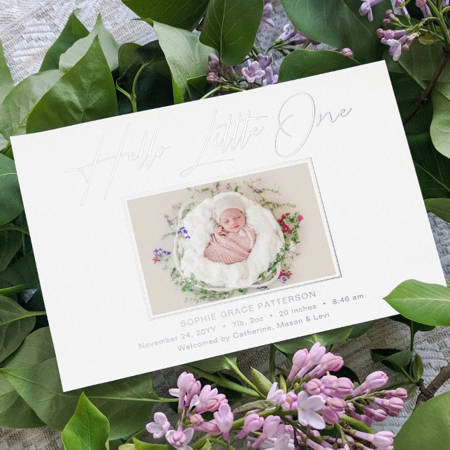 Tarjeta Festiva Con Relieve Metalizado Hola Pequeño Un Elegante Guión Foto Relieve metali (Subido por el creador)