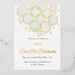 Tarjeta Festiva Con Relieve Metalizado Honeycomb Corporate Elegance Gold Geometric