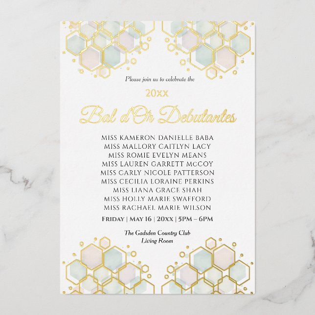 Tarjeta Festiva Con Relieve Metalizado Honeycomb Corporate Elegance Gold Geometric  (Anverso)