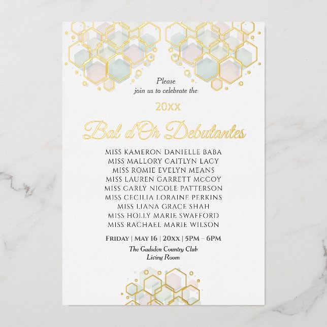 Tarjeta Festiva Con Relieve Metalizado Honeycomb Corporate Elegance Gold Geometric  (Anverso)
