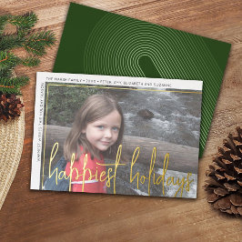 Tarjeta Festiva Con Relieve Metalizado Imagen horizontal Arco de fotos Verde Inmenso guió