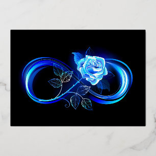 Tarjeta Festiva Con Relieve Metalizado Infinito brillante con rosa azul