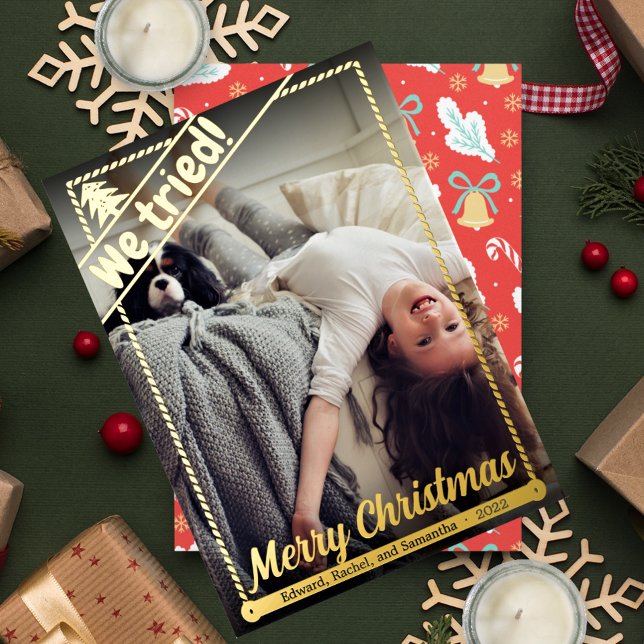 Tarjeta Festiva Con Relieve Metalizado Intentamos | Navidades divertidos | Foto completa  (Subido por el creador)