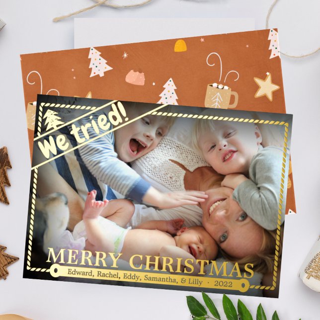 Tarjeta Festiva Con Relieve Metalizado Intentamos | Navidades graciosos Fotografía Humor  (Subido por el creador)