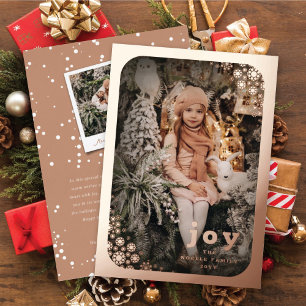 Tarjeta Festiva Con Relieve Metalizado Invierno Copos de Nieve Enfrentados Felices Fiesta