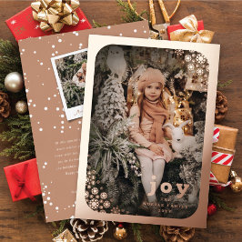 Tarjeta Festiva Con Relieve Metalizado Invierno Copos de Nieve Enfrentados Felices Fiesta