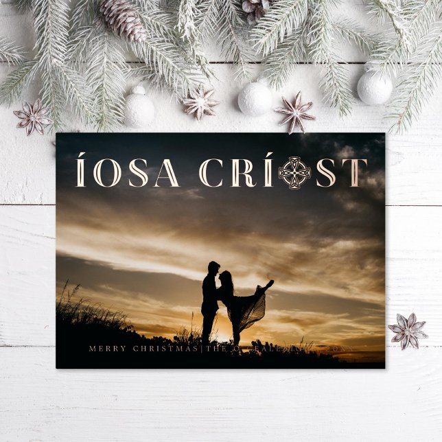 Tarjeta Festiva Con Relieve Metalizado Iosa Criost Gaelic Christ (Subido por el creador)
