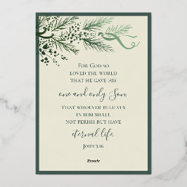 Tarjeta Festiva Con Relieve Metalizado John 3:16 Elegante Navidades de fotografía de vege