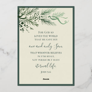 Tarjeta Festiva Con Relieve Metalizado John 3:16 Elegante Navidades de fotografía de vege