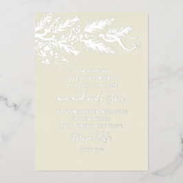 Tarjeta Festiva Con Relieve Metalizado John 3:16 Navidades cristianos de foto moderna de 