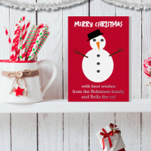 Jolly Snowman Red Cute Navidades personalizados