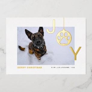 Tarjeta Festiva Con Relieve Metalizado Joy Dog Photo Modern