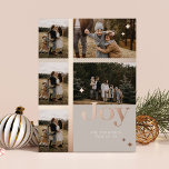 Tarjeta Festiva Con Relieve Metalizado Joy Elegant Plaid 5 Collage de fotografía familiar<br><div class="desc">Difunde la alegría de esta temporada navideña con nuestro elegante Relieve metalizado y saque 5 fotos de la tarjeta de vacaciones de collage. El diseño presenta "Alegría" en negrita y elegantes letras de Relieve metalizado. La foto se coloca dentro del diseño de patrón de plancha con la superposición de la...</div>