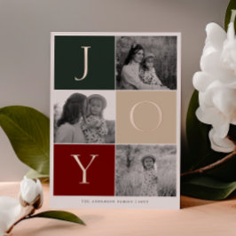 Tarjeta Festiva Con Relieve Metalizado JOY Grid Photo