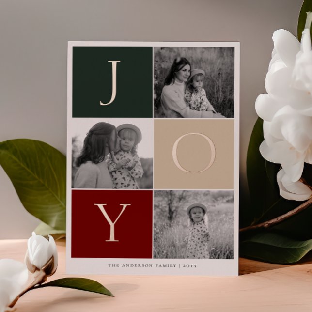 Tarjeta Festiva Con Relieve Metalizado JOY Grid Photo (Subido por el creador)