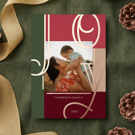 Tarjeta Festiva Con Relieve Metalizado Joy Overlay Bold Color moderno Bloques de la famil