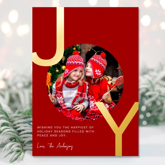 Tarjeta Festiva Con Relieve Metalizado Joy Relieve metalizado dorado rojo elegante Navida (Subido por el creador)