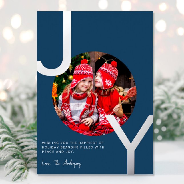 Tarjeta Festiva Con Relieve Metalizado Joy Relieve metalizado plateado Azul elegantes Nav (Subido por el creador)