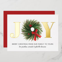 JOY Watercolor Navidades Wreath Gold