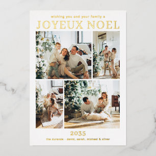 Tarjeta Festiva Con Relieve Metalizado Joyeux Noel Multi Foto Oro