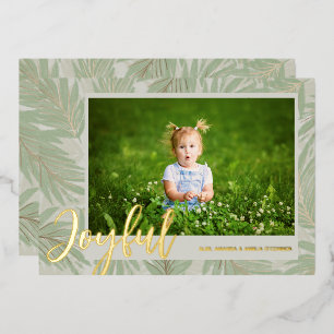 Tarjeta Festiva Con Relieve Metalizado JOYFUH Script Photo Gold