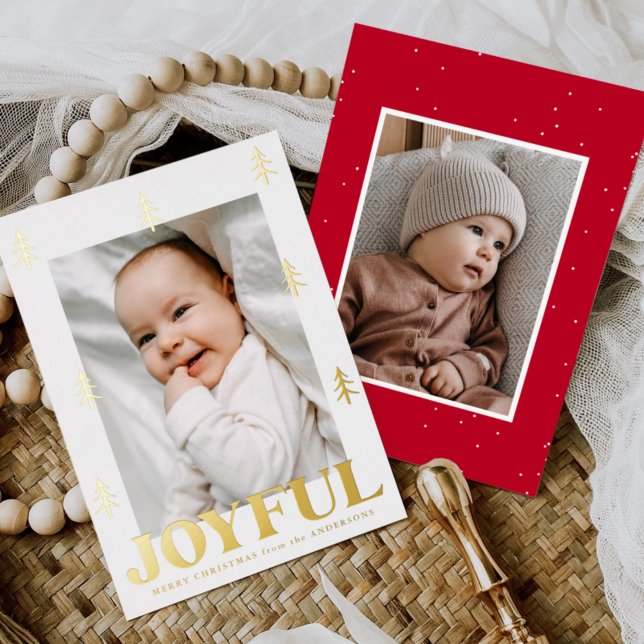 Tarjeta Festiva Con Relieve Metalizado Joyful Gold Trees 2 Foto (Subido por el creador)