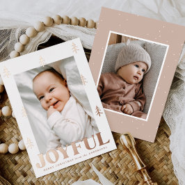 Tarjeta Festiva Con Relieve Metalizado Joyful Rosa Gold Trees 2 Foto